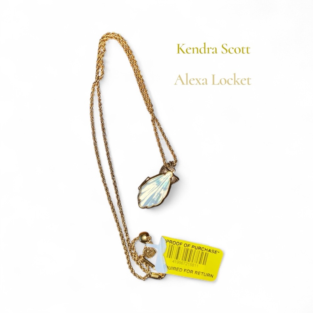 Kendra Scott Alexa Gold Toned Locket & Chain Mother of Pearl Pendant Necklace